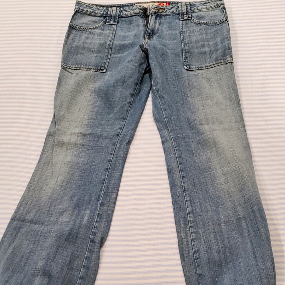 Denim, tied at the bottom